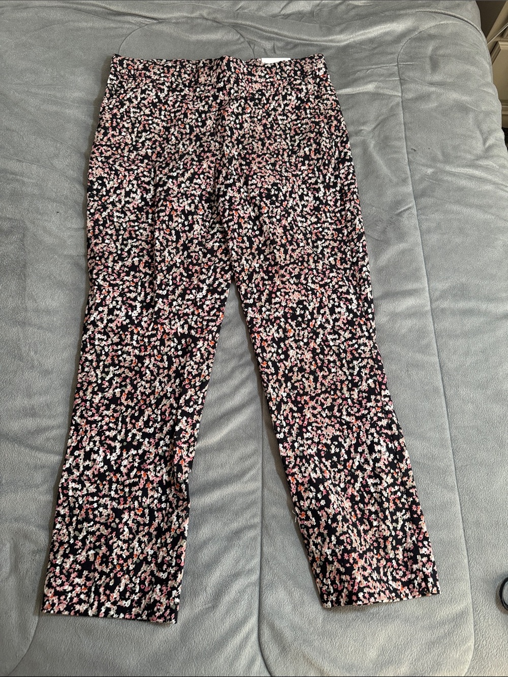 Jules & Leopold Black pull on slim leg ankle fit floral pink black Sz M